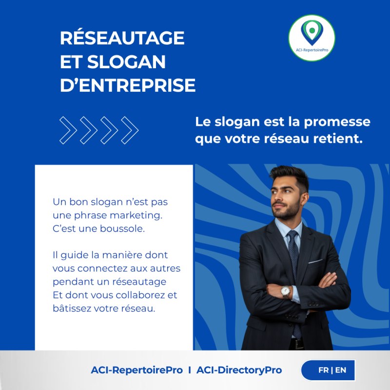 RÉseautage et slogan d’entreprise votre slogan parle, votre réseau écoute, votre entreprise avance. (0-aci-repertoirepro-rseauslogan) RÉseautage et slogan d’entreprise votre slogan parle, votre réseau écoute, votre entreprise avance.