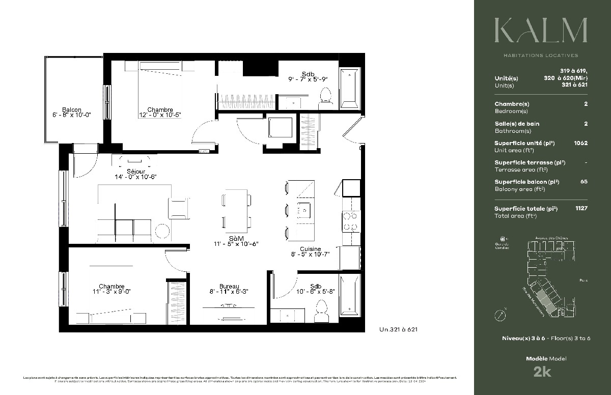 Le Kalm 2 bedrooms, 2 bathrooms, office space