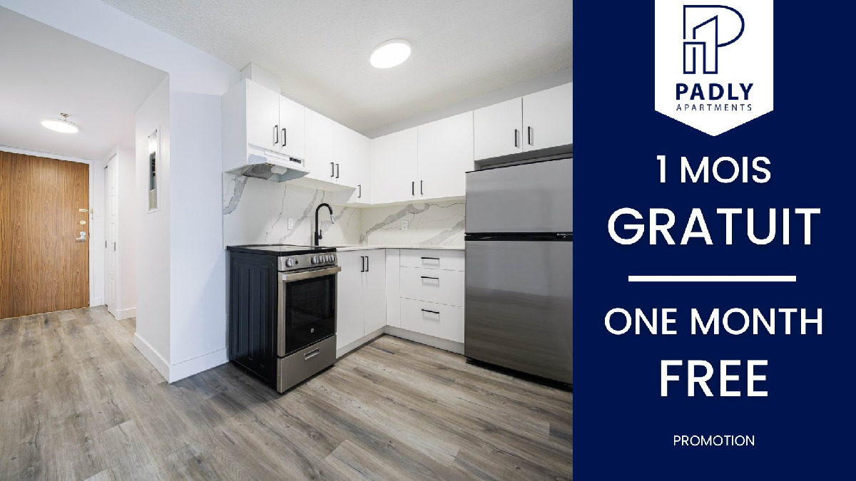 1 MOIS GRATUIT Centre-ville Mtl Studio & 3 1/2 Gym, piscine (01) 1 MOIS GRATUIT Centre-ville Mtl Studio & 3 1/2 Gym, piscine